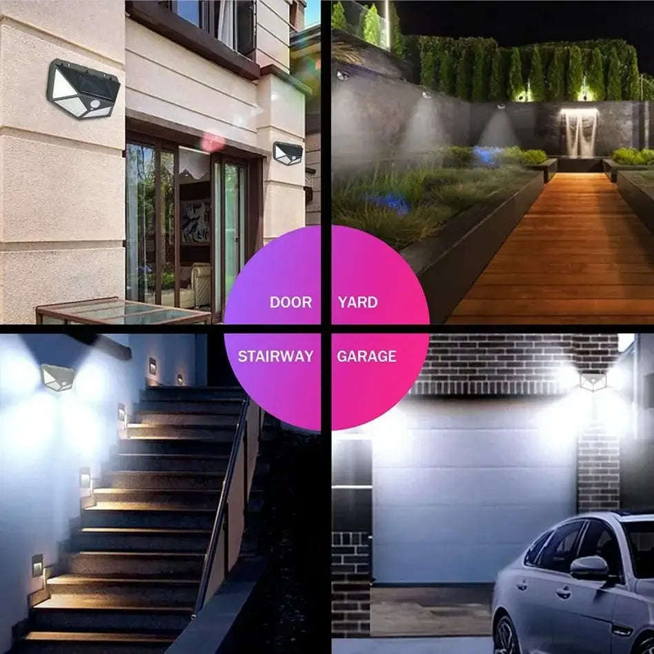 PIR Motion Sensor Solar Powered Security Light - 100 LED