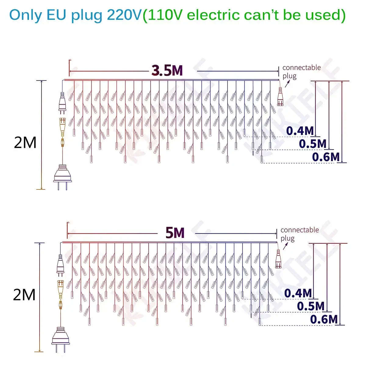 Premium Icicle String LED Fairy Lights - AC Powered