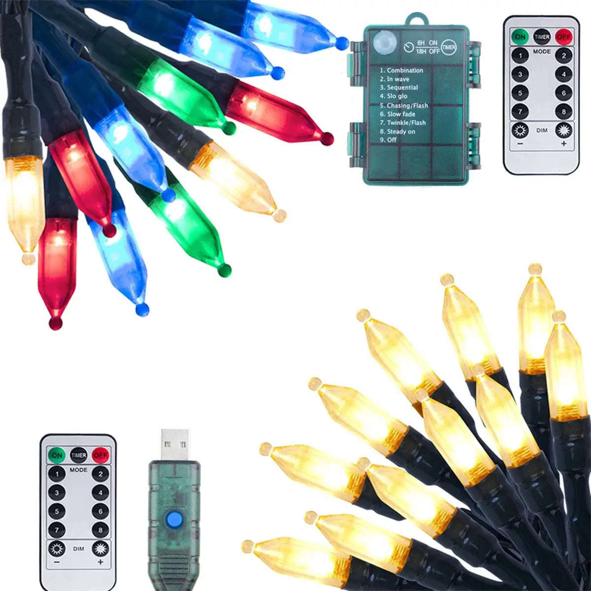Retro LED Christmas Fairy Lights - USB Powered - 10m, 100 LED
