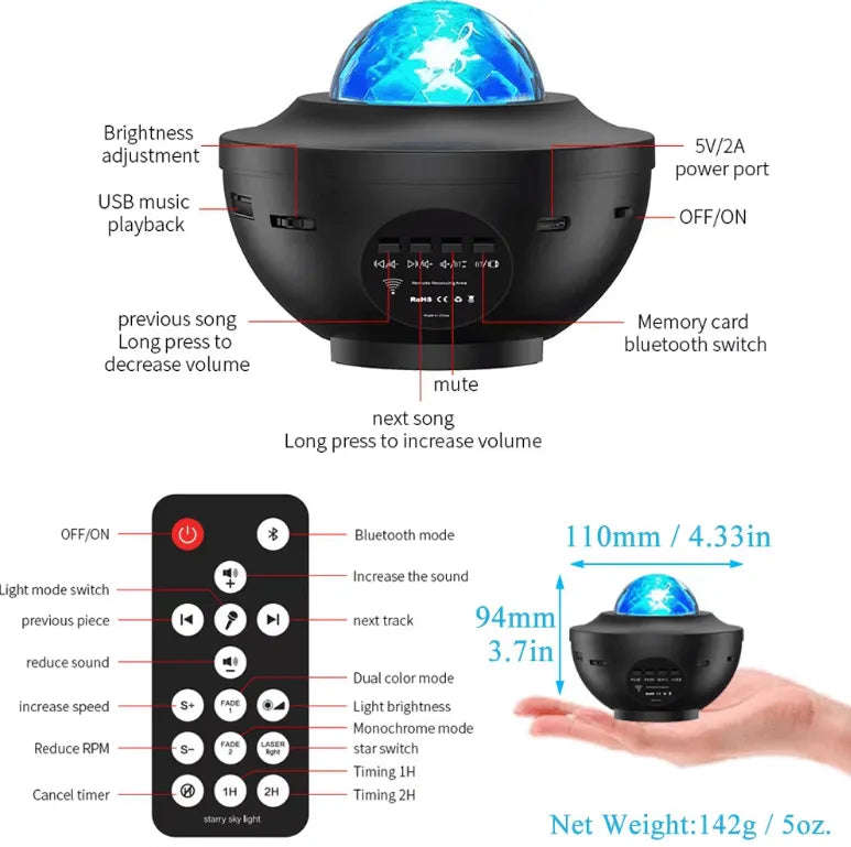 Starry Galaxy Projector LED Night Light