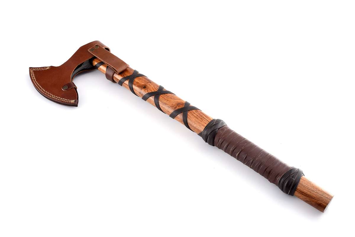Damascus steel Viking Axe with leather sheath