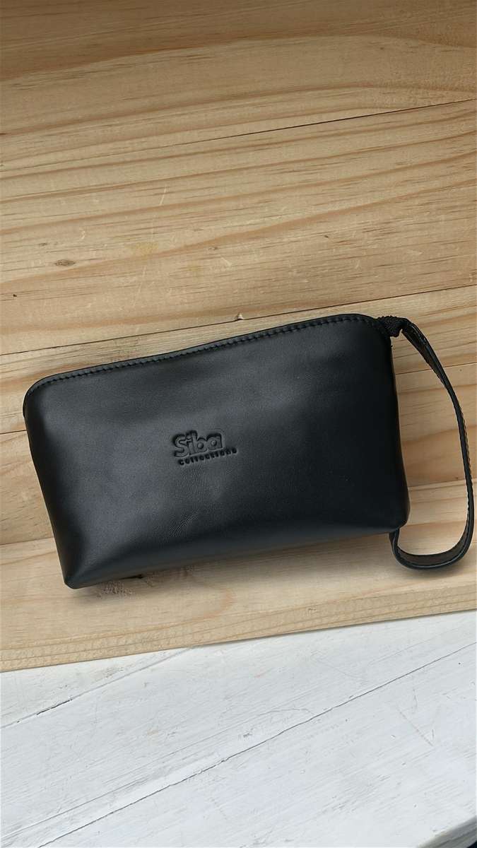 Siba Collections Leather Wristlet Pouch (Black/Teal)