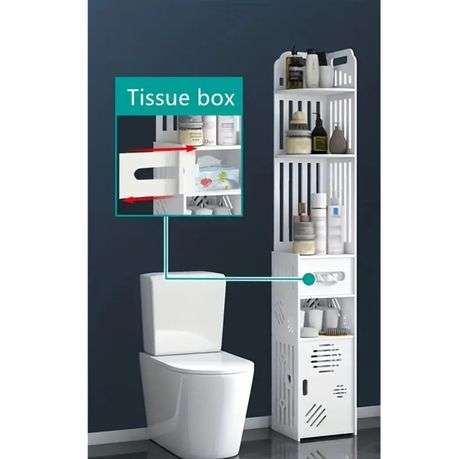 Multilayer Bathroom Storage Organizer Corner Cabinet With Tissue Box