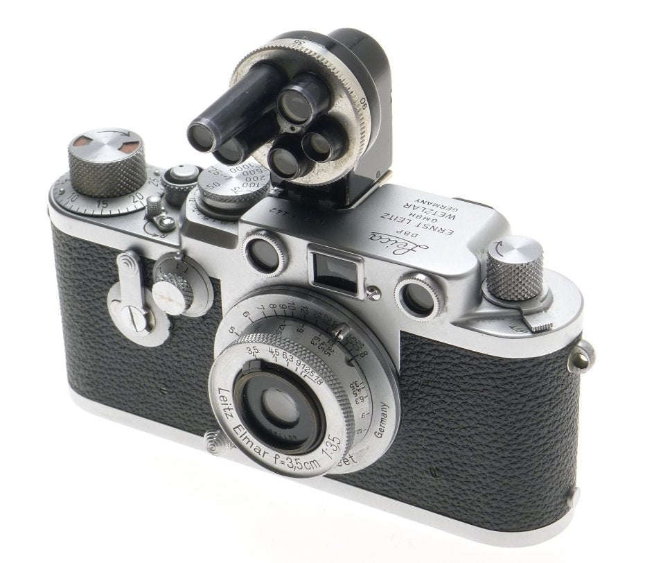 LEICA RED DIAL IIIf 35mm FILM CAMERA 3F LEITZ ELMAR 1:3.5/3.5cm M39 CASE FINDER