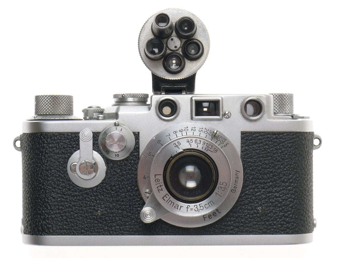 LEICA RED DIAL IIIf 35mm FILM CAMERA 3F LEITZ ELMAR 1:3.5/3.5cm M39 CASE FINDER