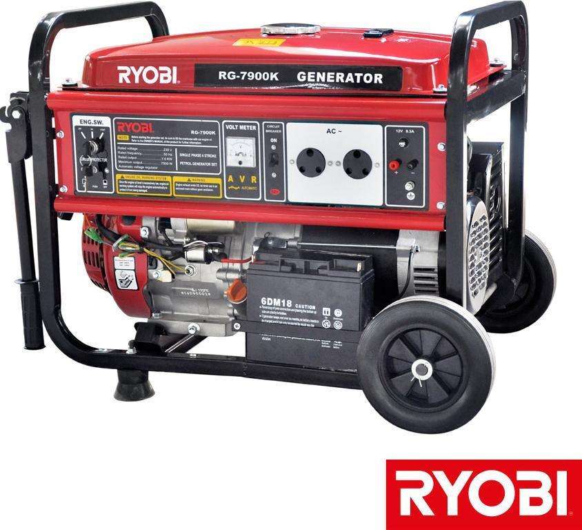 Ryobi Generator Max 7.9KVA Cons. 7KVA 4 Stroke With Battery And Key Start (RG-7900K)