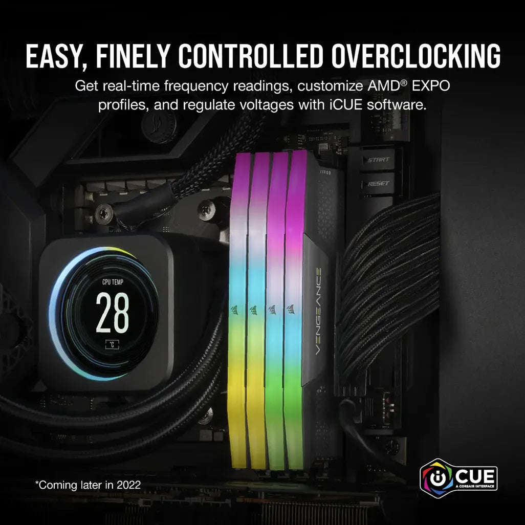 Corsair Vengeance RGB CMH32GX5M2B5200Z40K, 32 GB, 2 x 16 GB, DDR5, 5200 MHz, 288-pin DIMM