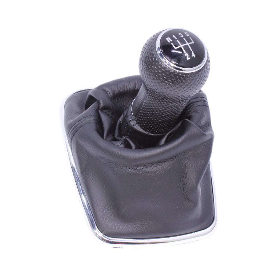 Black with Chrome Trim Gearknob & Boot Set for VW Golf Mk5/6 (5 speed)