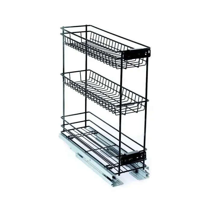 Base Mounted Pull Out, 3 Tier, Black, 200 Unit