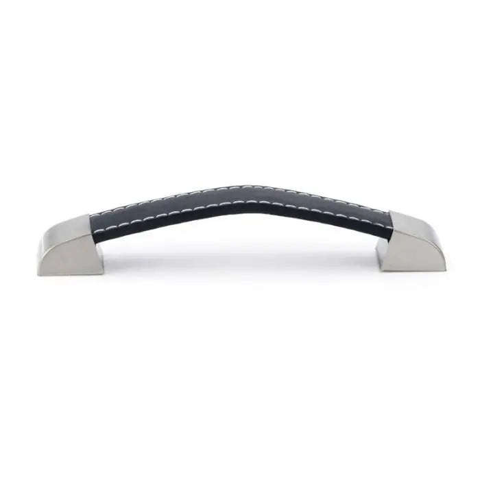 Leather Handle, Black/Satin Nickel, 128mm
