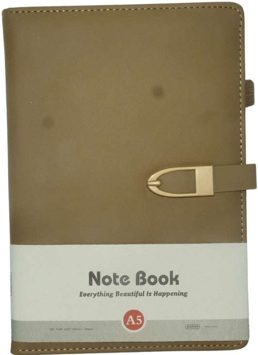 Brainware A5 Tan NoteBook With Magnetic Clip