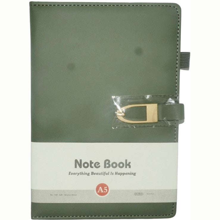 Brainware A5 Green NoteBook With Magnetic Clip