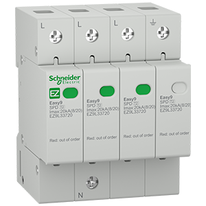 Schneider Easy9 Surge Arrestor Din 3 Pole+Neutral 20kA 1.3kV 72mm EZ9L33720