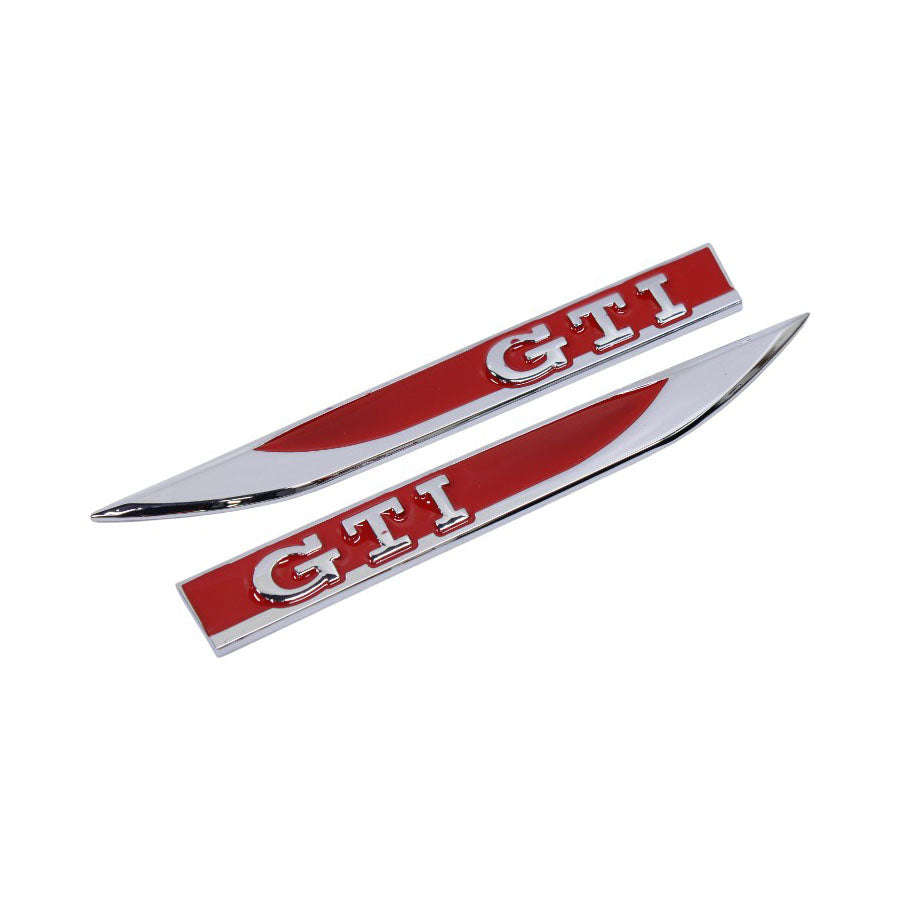 GTD Fender Badges  Chrome & Red (14×1.5cm)