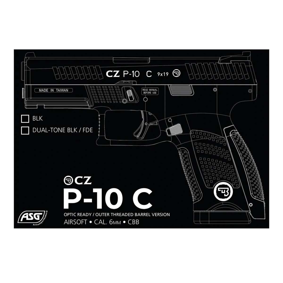 ASG CZ P-10C FD Airsoft Pistol (CO2|Semi Auto|Blowback|22) 19924