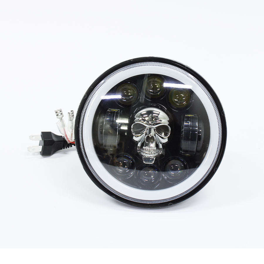 5.7 Multi-colour LED Headlight with Skull Design (pair)