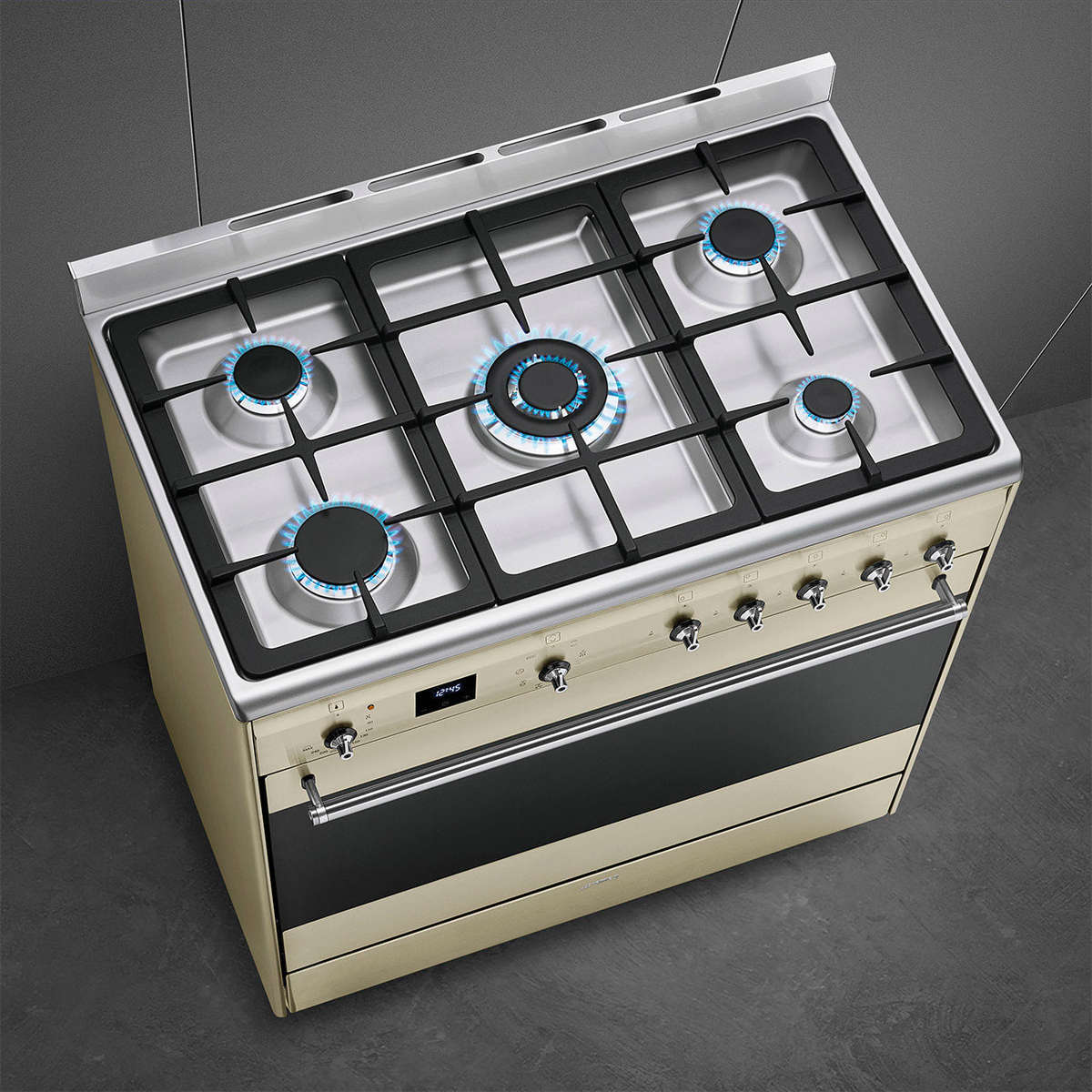 Smeg 90cm 5 Burner Gas Electric Oven Cooker Cream  SSA91MAP2