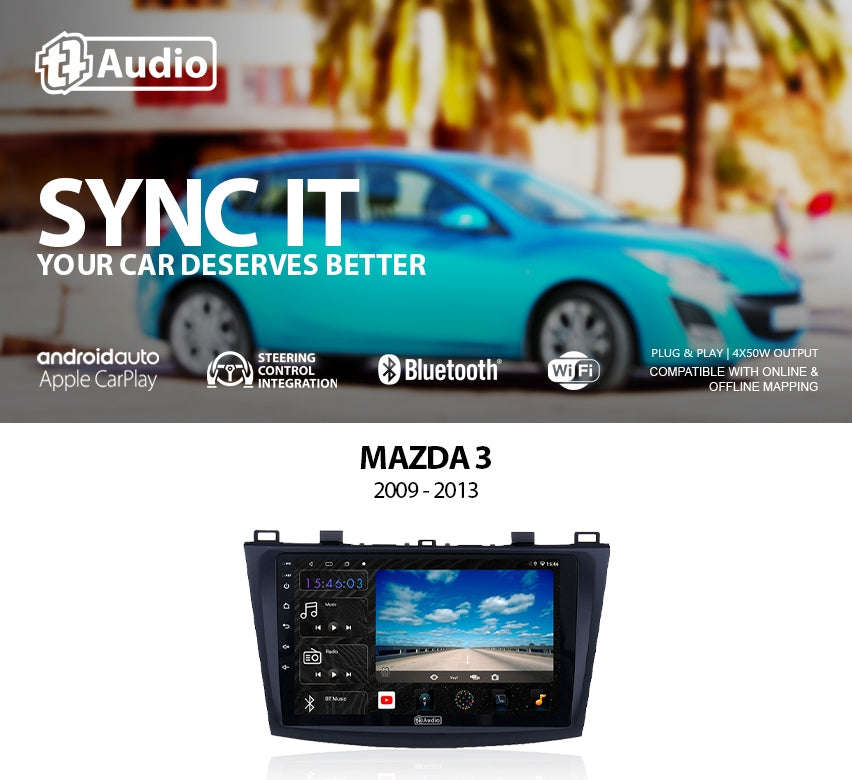 TT Audio 9 Replacement Radio for MAZDA 3 2004-2009 (2K SCREEN)