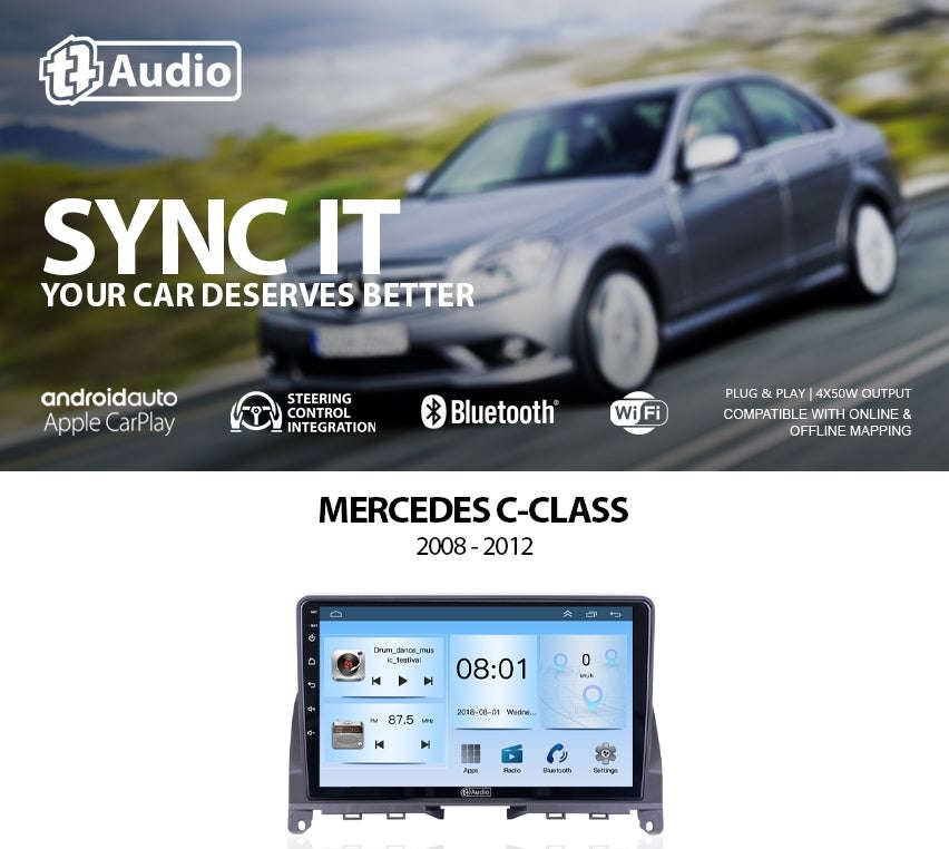 TT Audio 9 replacement radio for MERCEDES C-Class (W204) 2004  2009 (2K SCREEN)