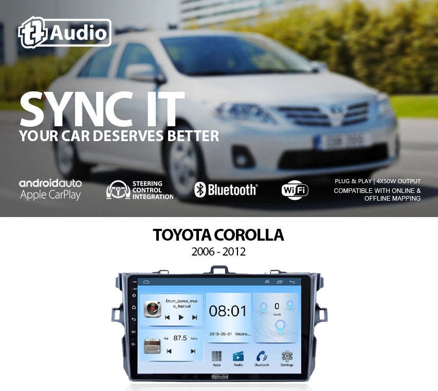 TT Audio 9 replacement radio for TOYOTA AURIS 2007-2011 (2K SCREEN)