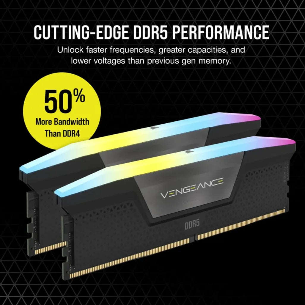 Corsair Vengeance RGB CMH48GX5M2B7200C36, 48 GB, 2 x 24 GB, DDR5, 7200 MHz, 288-pin DIMM