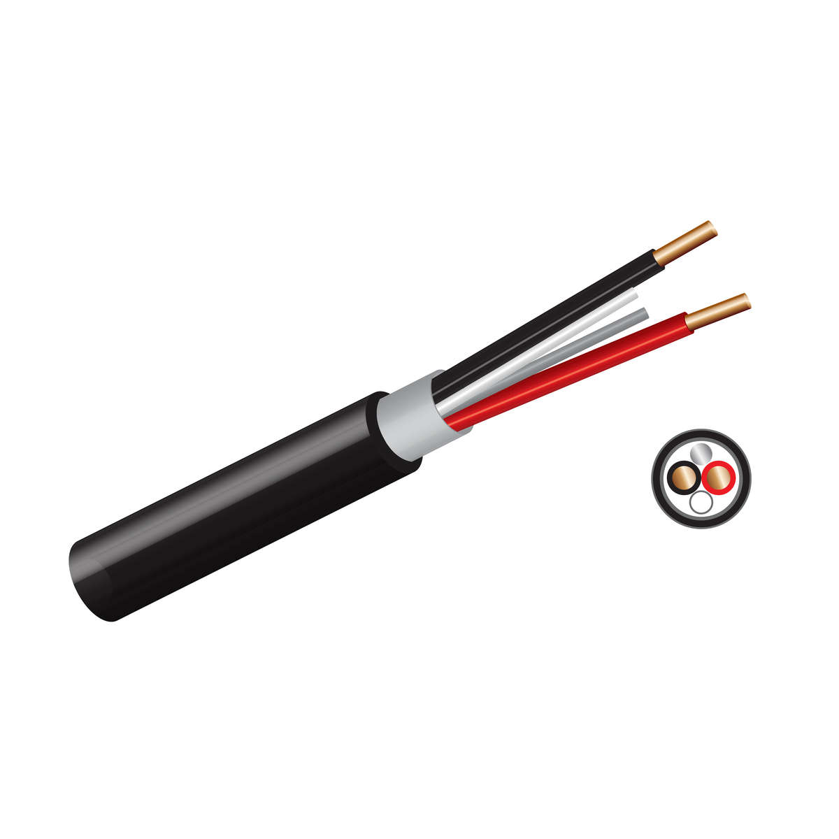 2.5mm x 3 + Earth Surfix Black (100M)