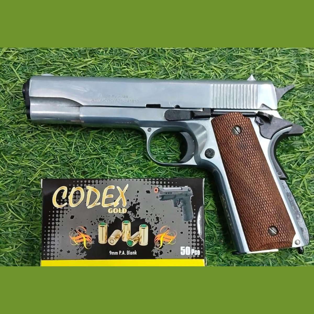 AKSA AK1911 Mat Chrome Blank/Pepper Gun (Semi Auto|9+1|9mm PAK)