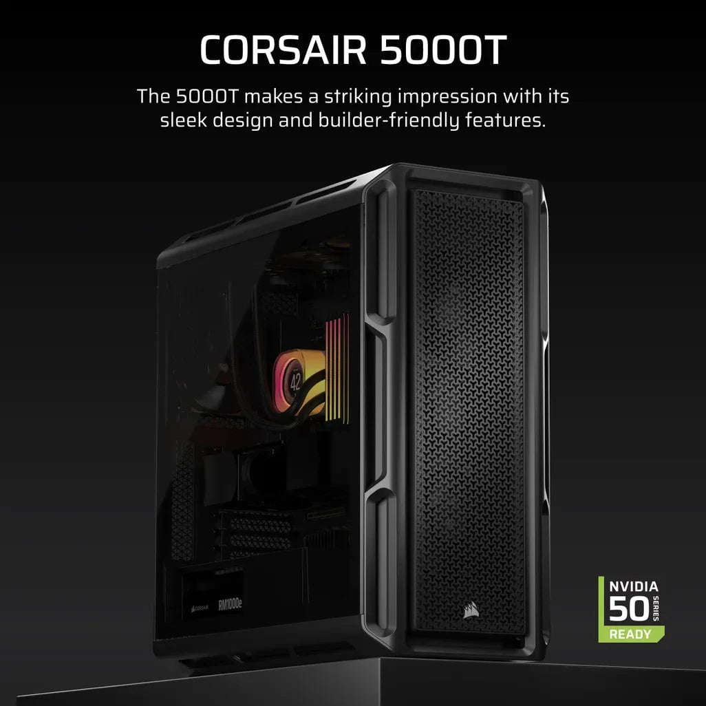 Corsair 5000T, Midi Tower, PC, Black, ATX, EATX