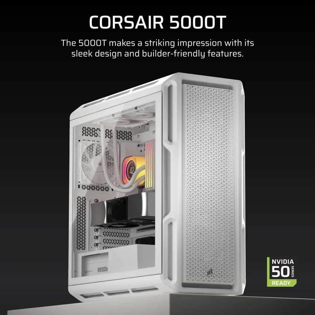 Corsair 5000T, Midi Tower, PC, White, ATX, EATX