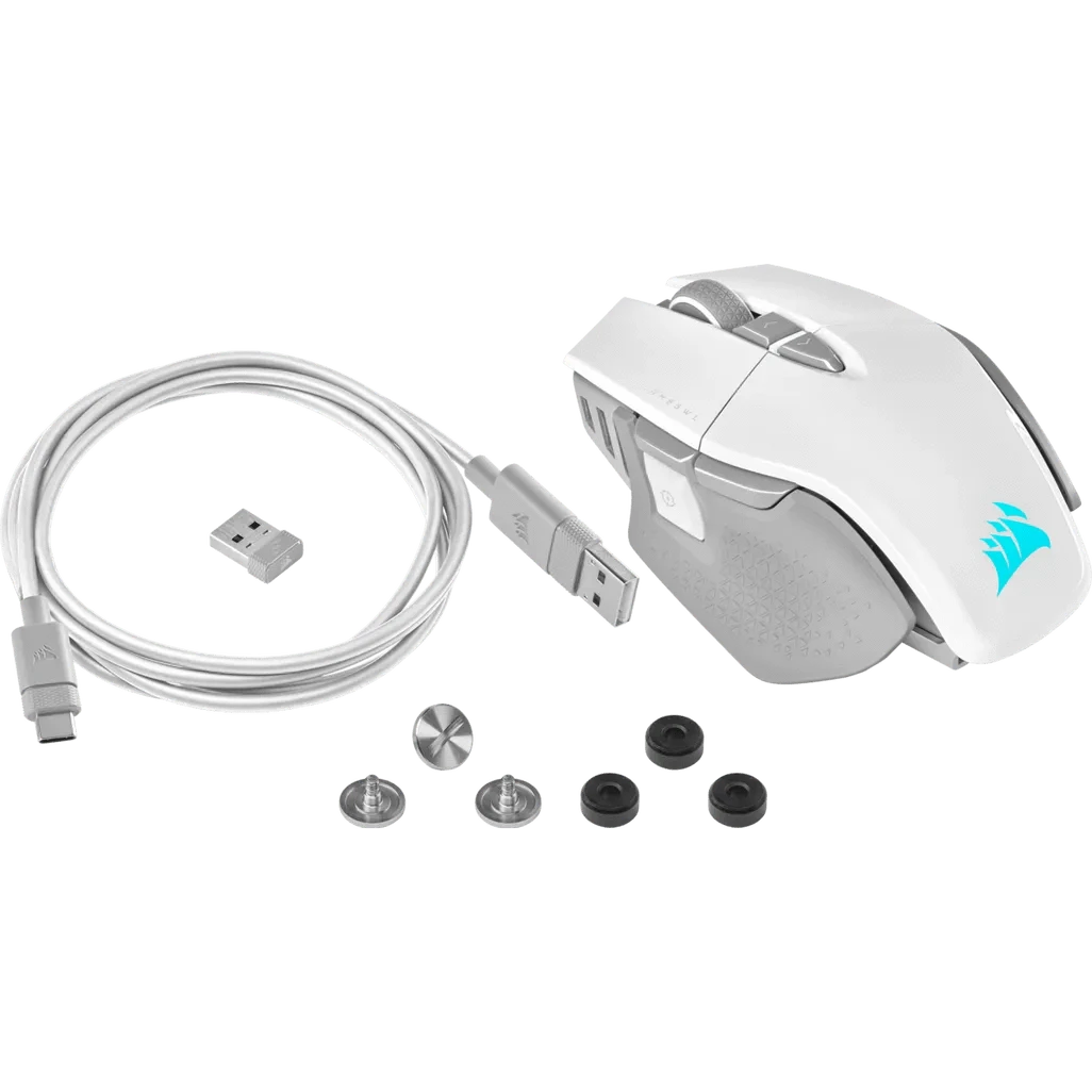 Corsair CH-9319511-AP2, Right-hand, Optical, RF Wireless + Bluetooth, 26000 DPI, White