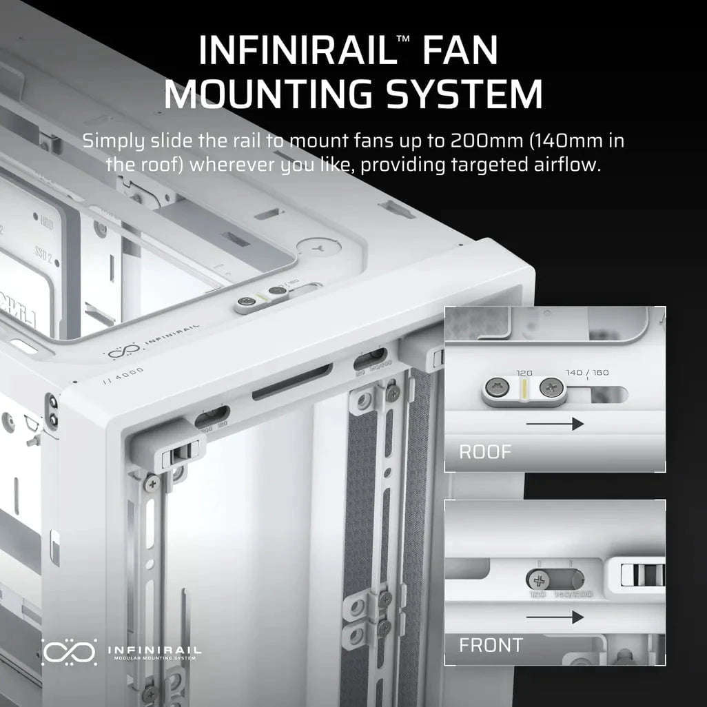 Corsair FRAME 4000D, Midi Tower, PC, White, ATX