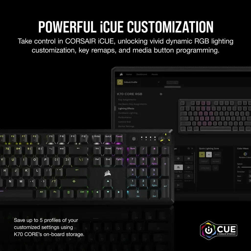 Corsair K70, Full-size (100%), Wired, USB, Mechanical, Black