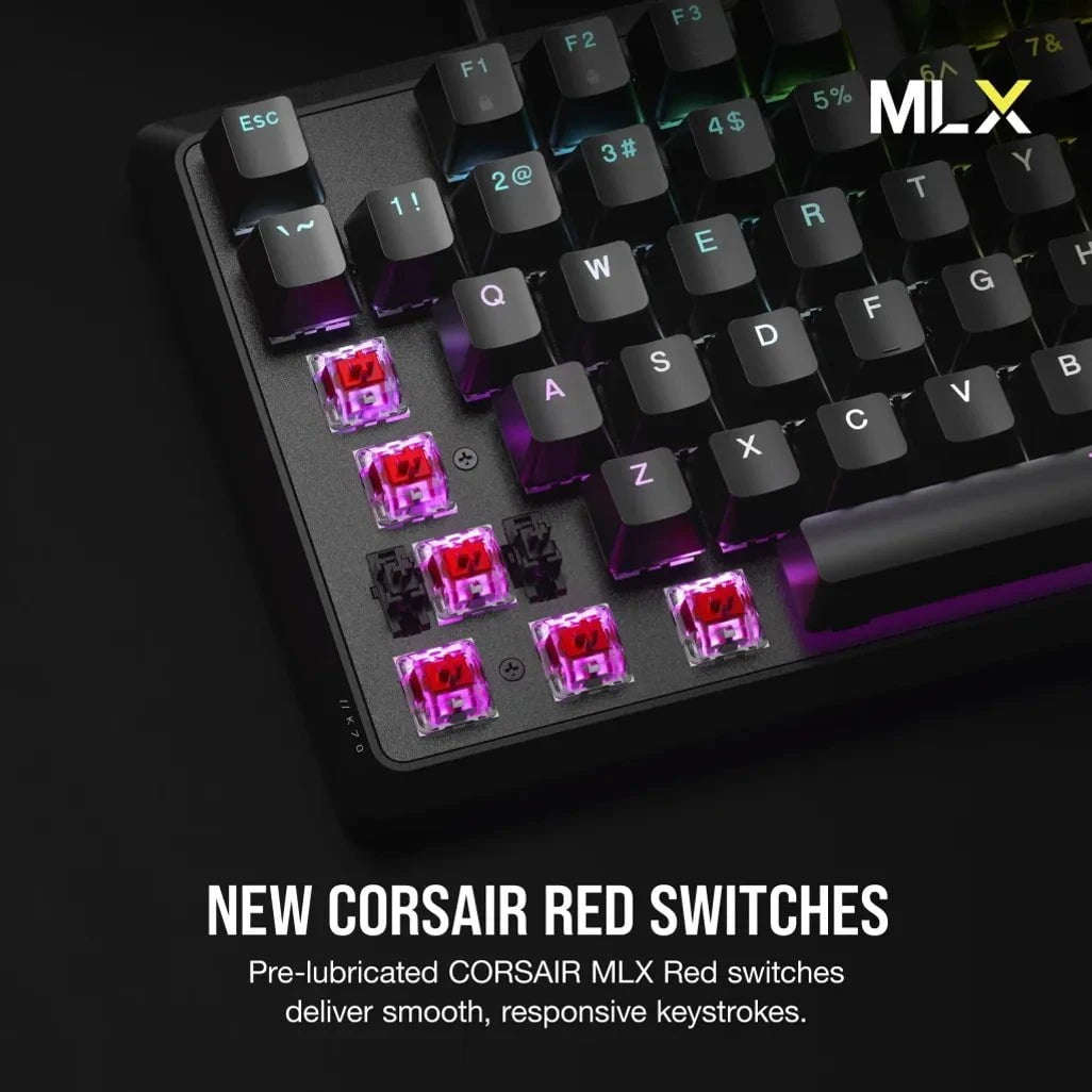 Corsair K70, Full-size (100%), Wired, USB, Mechanical, Black