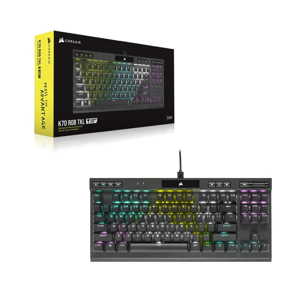 Corsair K70 RGB TKL, Wired, USB, Mechanical, QWERTY, RGB LED, Black