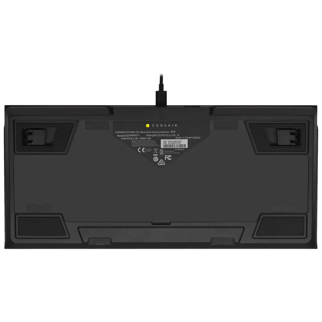 Corsair K70 RGB TKL, Wired, USB, Mechanical, QWERTY, RGB LED, Black