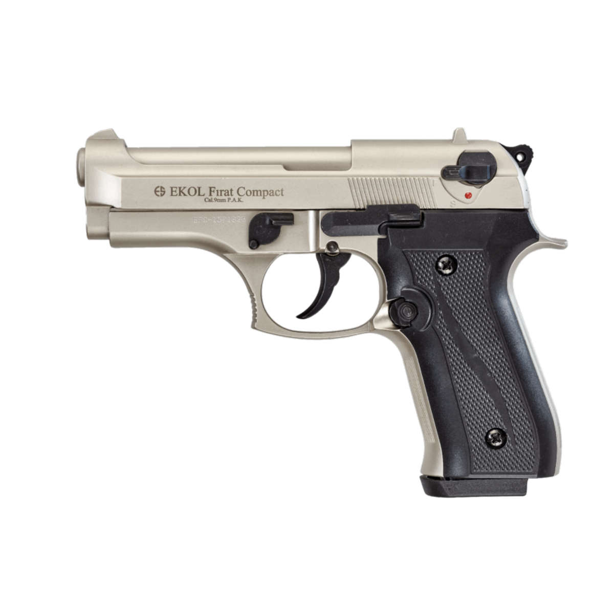 Ekol F92 Compact Mat Chrome Blank/Pepper Gun (Semi Auto|15+1|9mm PAK)