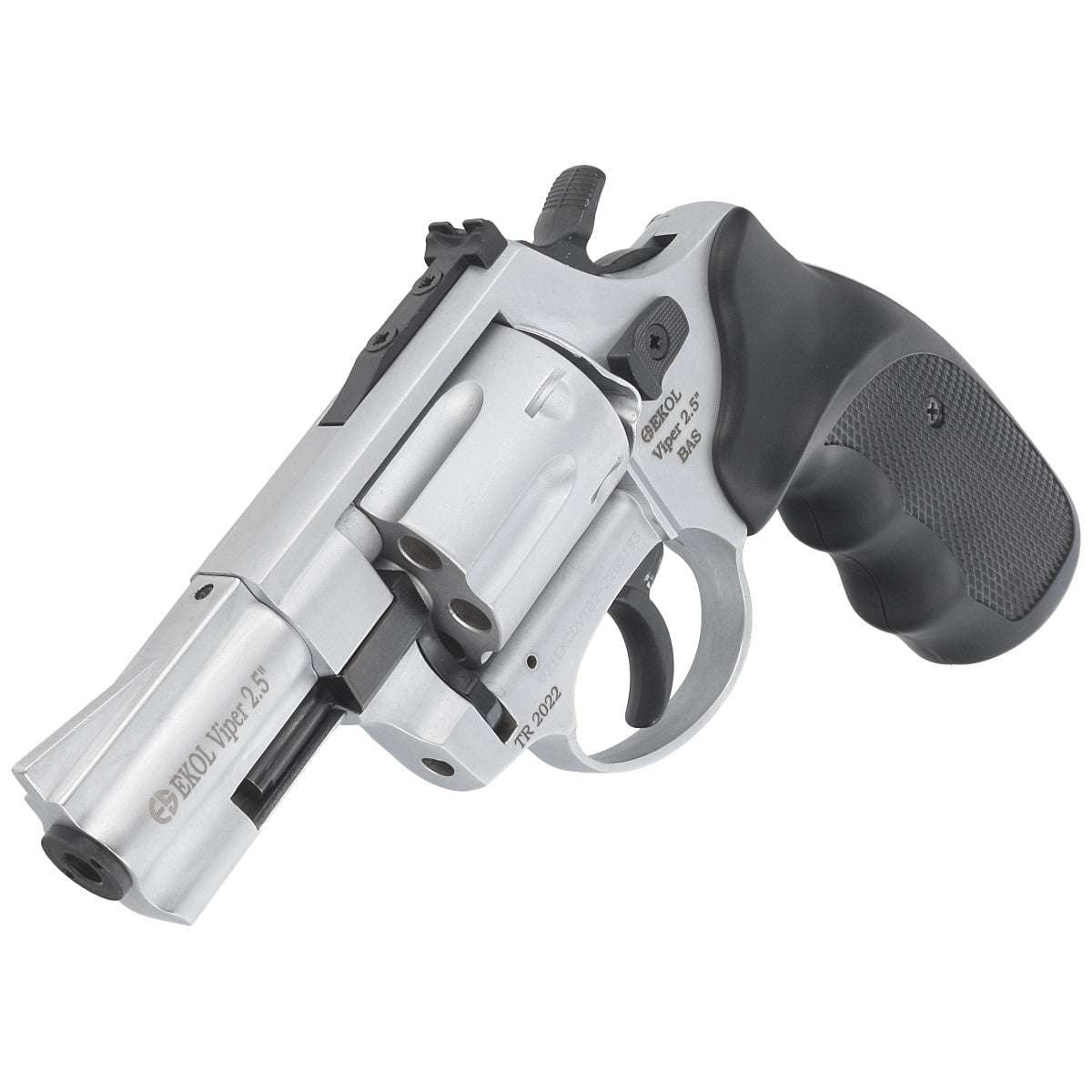 Ekol Viper Shiny Chrome 2.5" Blank/Pepper Gun (Semi Auto|6 Rounds|9mm PAK|Revolver)