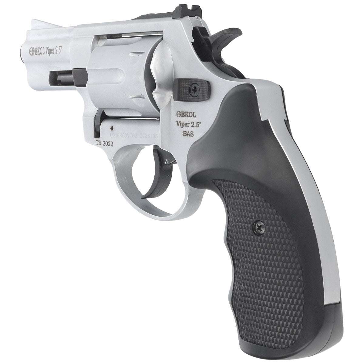 Ekol Viper Shiny Chrome 2.5" Blank/Pepper Gun (Semi Auto|6 Rounds|9mm PAK|Revolver)