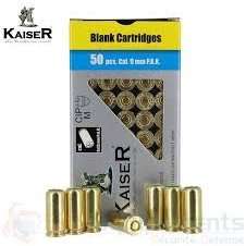 Kaiser 9mm P.A.K Blank Bullets (50) - Ammo