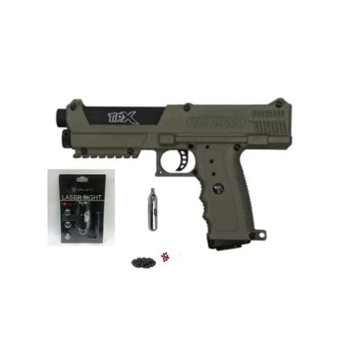 Tippmann TIPX Army Green Paintball Gun Combo (Semi Auto|CO2|7|315FPS|10J|.68 CAL)
