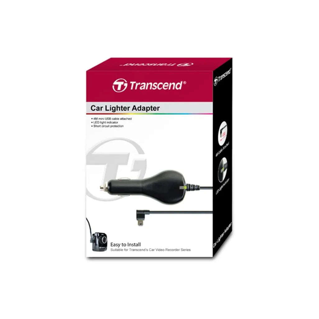 Transcend Car Lighter Adapter, Auto, Cigar lighter, 5 V, 1 A, 4 m, Black