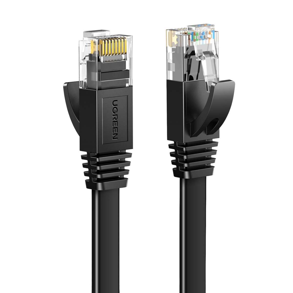 UGREEN NW102 Cat6 U/UTP Flat Ethernet Cable 0.5m  Compact High-Speed Black Networking Solution