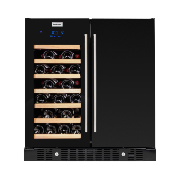 Snomaster 34 Bottle + 95L Black Pro Series Double Door Wine/Beverage Cooler - VT-19DPRO