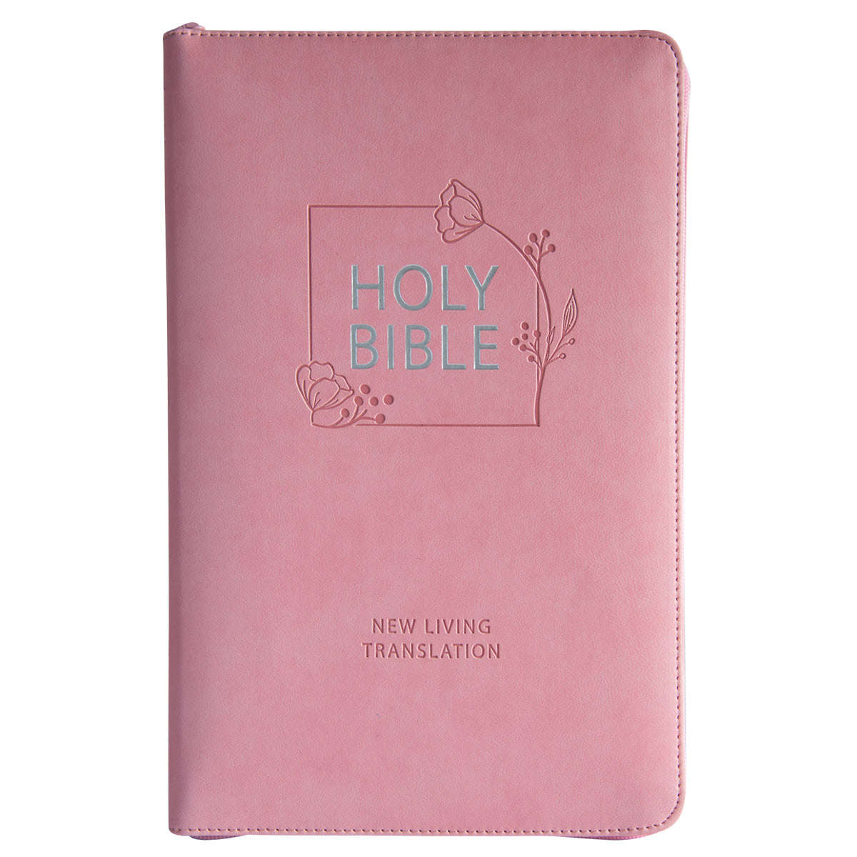 NLT Pink Faux Leather Standard Bible Thumb Indexed With Zip