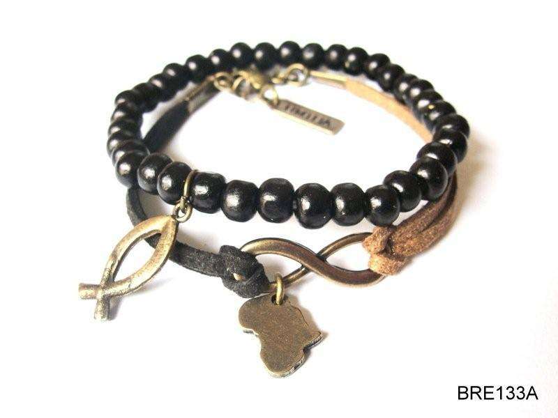 Duo with Africa & fish symbol bracelet