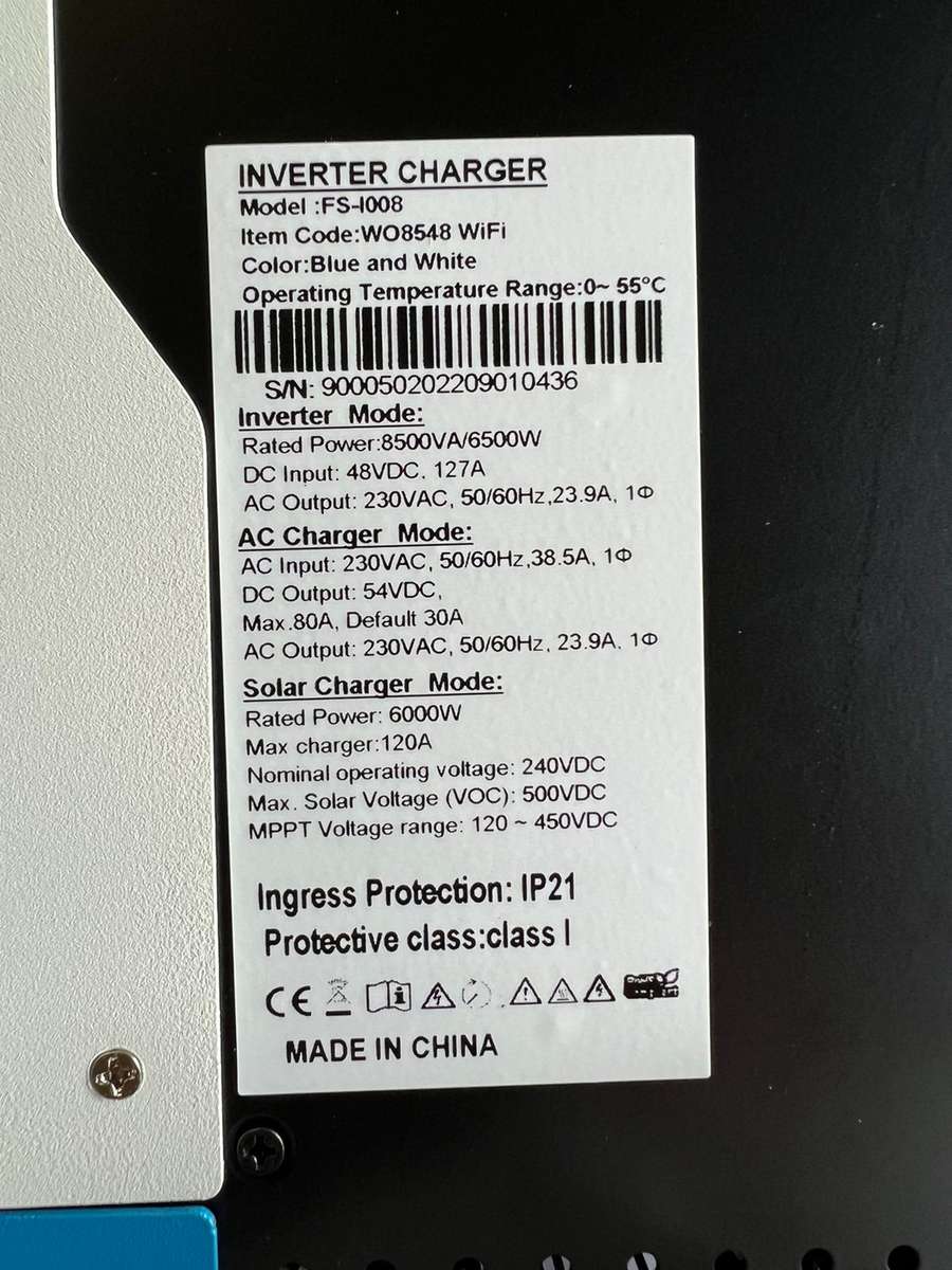 Hybrid Inverter 48V 8.5 KVA / 6500 W 120 A MPT Fivestar Inverter Hybrid Inverter+Wifi