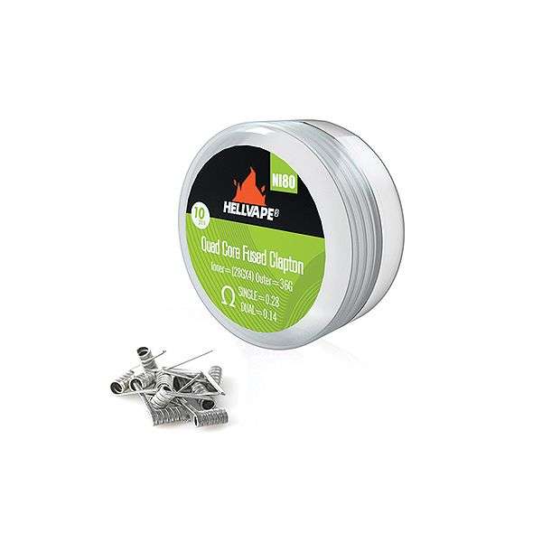 Hellvape NI80 Pre-Built Coils - Quad Core Fused Clapton - 10 Piece