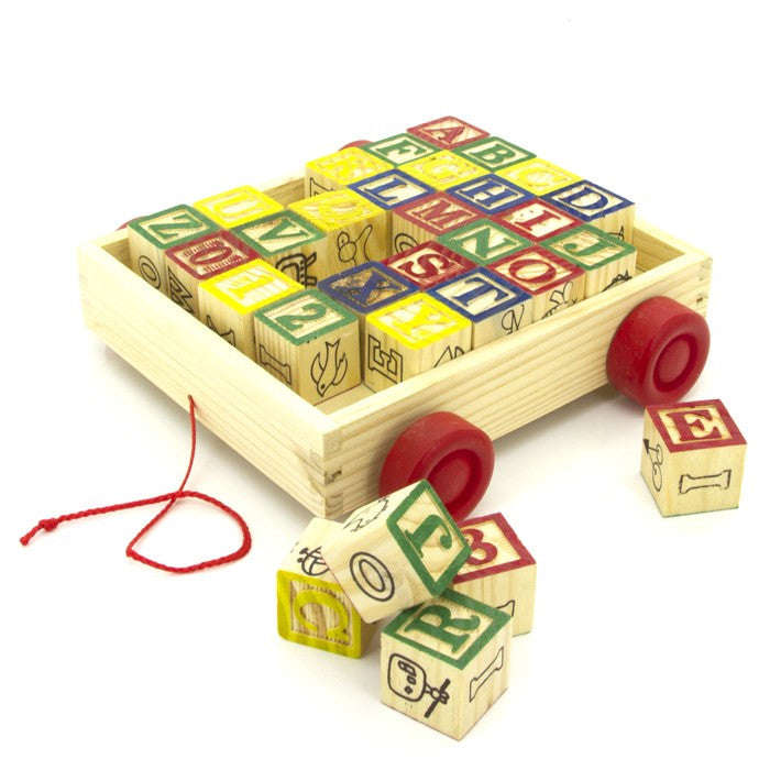 30 pcs Wooden ABC Block Cart