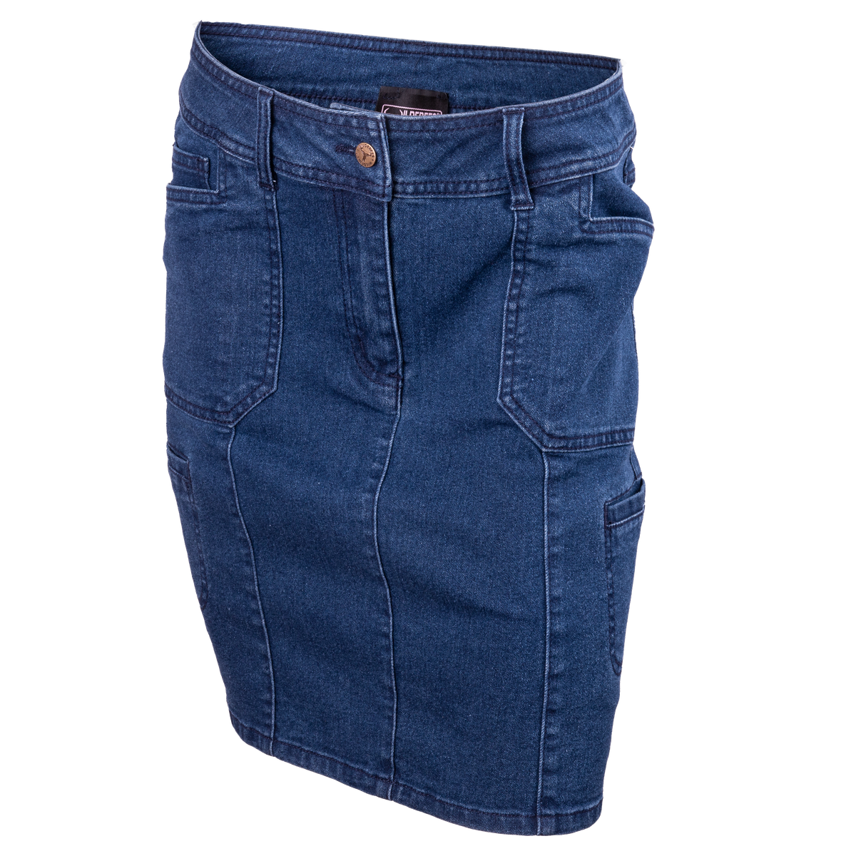 Wildebees WBL436 Indigo Stone Wash Ladies Stretch Denim Cargo Skirt