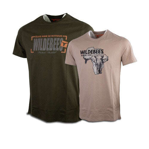 Wildebees WMA519/533 Twin Pack-Elephant/Stamped Tee Desert Sand/Fatigue Mens